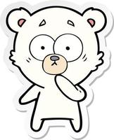 sticker of a nervous polar bear cartoon vector