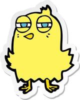 sticker of a funny cartoon bird vector