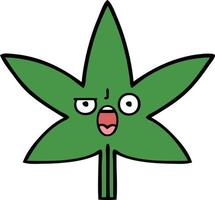 linda hoja de marihuana de dibujos animados vector