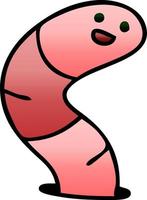 quirky gradient shaded cartoon worm vector