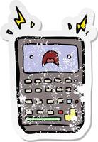 distressed sticker of a cartoon calculator vector