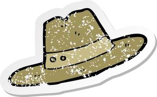 retro distressed sticker of a cartoon hat vector