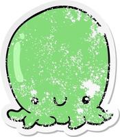 distressed sticker of a cute cartoon octopus vector