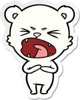 sticker of a angry cartoon polar bear vector