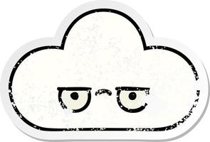 distressed sticker of a cute cartoon cloud vector