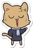 sticker of a cartoon cat singing vector