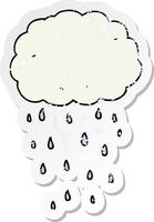 distressed sticker of a cartoon rain cloud vector