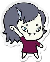 sticker of a cartoon friendly vampire girl vector