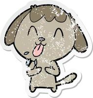 distressed sticker of a cute cartoon dog vector