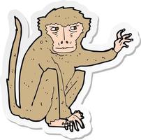 sticker of a cartoon evil monkey vector