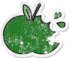 distressed sticker of a cute cartoon juicy apple vector