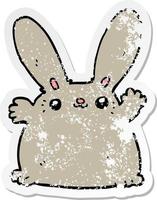 distressed sticker of a cartoon rabbit vector