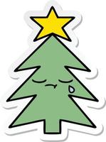 sticker of a cute cartoon christmas tree vector