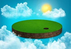 Green grass and Soil on a golf field 3d illustration photo