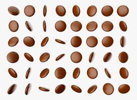 Brown candies in many angles isolated on white background 3d illustration photo