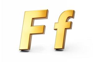 Golden alphabet F on white isolated background 3D Golden Letters numbers 3d Illustration photo