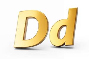 Golden alphabet D on white isolated background 3D Golden Letters numbers 3d Illustration photo