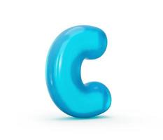 letra c hecha de líquido de gelatina azul aqua. 3d alfabeto minúsculas ilustración 3d foto