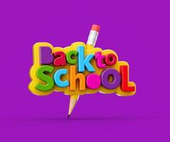 Back to school poster, banner design template. 3d illustration of Yellow pencil Education modern background