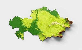 Kazakhstan Map Shaded relief Color Height map on white Background 3d illustration photo