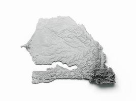 Senegal Map Flag Shaded relief Color Height map on white Background 3d illustration photo