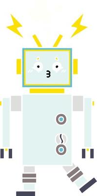 flat color retro cartoon robot