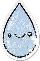 distressed sticker of a cartoon cute raindrop vector