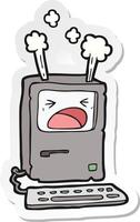 sticker of a cartoon overheating computer vector