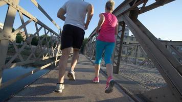 Couple jogging outside photo