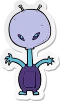 sticker of a cartoon space alien vector