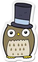 sticker of a cartoon owl wearing top hat vector