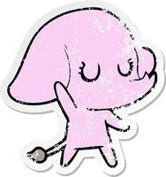 distressed sticker of a cute cartoon elephant vector
