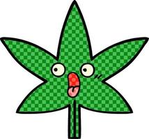 comic book style cartoon marijuana leaf vector