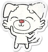 distressed sticker of a cartoon dog vector