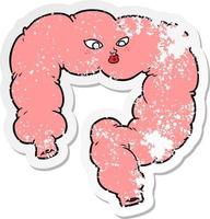 distressed sticker of a cartoon colon vector