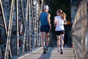 Couple jogging outside photo