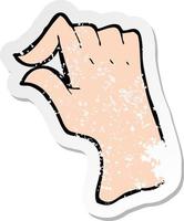 retro distressed sticker of a cartoon pinching hand symbol vector