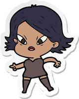 sticker of a cartoon stressed woman vector