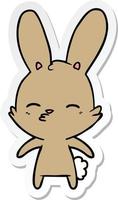 sticker of a curious bunny cartoon vector