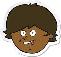 sticker of a cartoon happy boy face vector