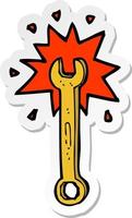 sticker of a cartoon spanner vector