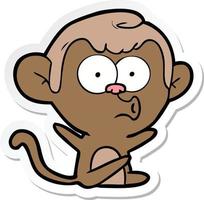 sticker of a cartoon hooting monkey vector