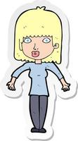 sticker of a cartoon woman shrugging vector