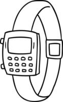 line drawing doodle of a retro watch vector