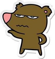 sticker of a angry bear cartoon vector