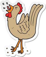 sticker of a cartoon crowing cockerel vector