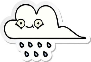 sticker of a cute cartoon rain cloud vector