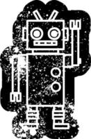 dancing robot distressed icon vector