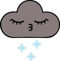 cute cartoon storm snow cloud vector