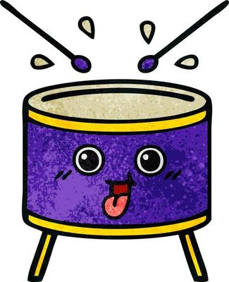 retro grunge texture cartoon drum